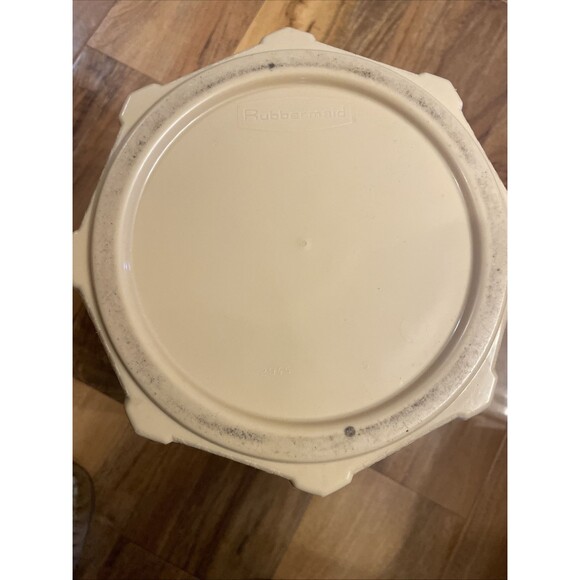 Vintage Rubbermaid Trash Can Waste Basket Almond Cream Tan Basket Weave 2945 - Picture 6 of 9